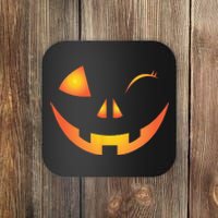 Wink Face Pumpkin Jack O Lantern Costume Cool Halloween Gift Coaster