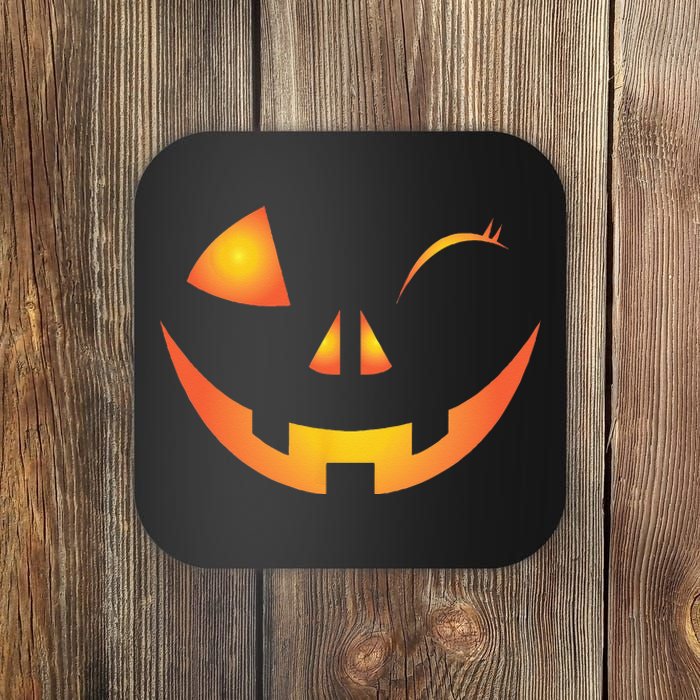 Wink Face Pumpkin Jack O Lantern Costume Cool Halloween Gift Coaster