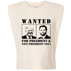 Wanted For President & Vice President 2024 Trump Vance Maga Garment-Dyed Women's Muscle Tee