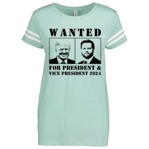 Wanted For President & Vice President 2024 Trump Vance Maga Enza Ladies Jersey Football T-Shirt