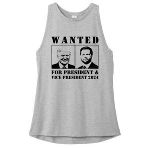 Wanted For President & Vice President 2024 Trump Vance Maga Ladies PosiCharge Tri-Blend Wicking Tank