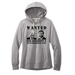 Wanted For President & Vice President 2024 Trump Vance Maga Women's Fleece Hoodie