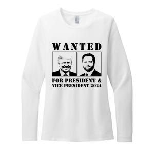 Wanted For President & Vice President 2024 Trump Vance Maga Womens CVC Long Sleeve Shirt