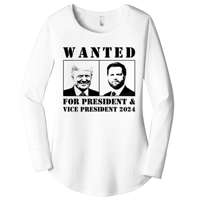 Wanted For President & Vice President 2024 Trump Vance Maga Women's Perfect Tri Tunic Long Sleeve Shirt