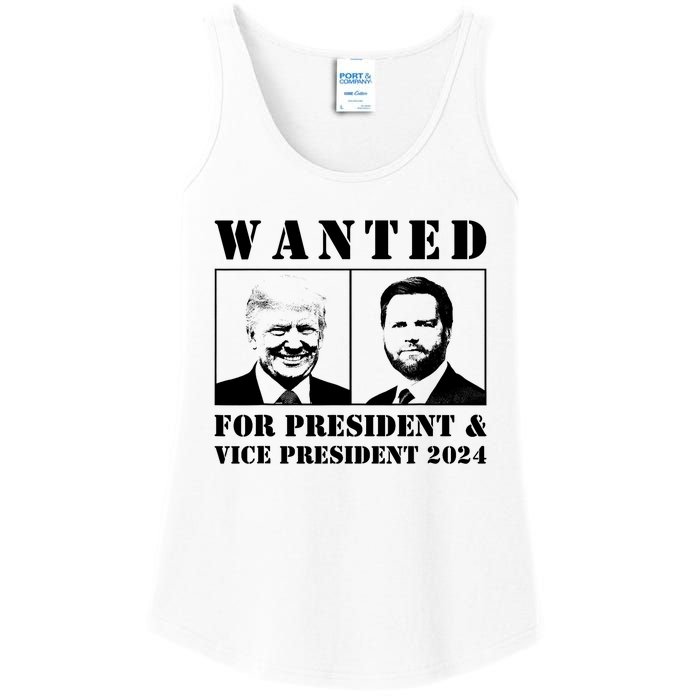 Wanted For President & Vice President 2024 Trump Vance Maga Ladies Essential Tank