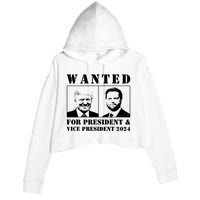 Wanted For President & Vice President 2024 Trump Vance Maga Crop Fleece Hoodie