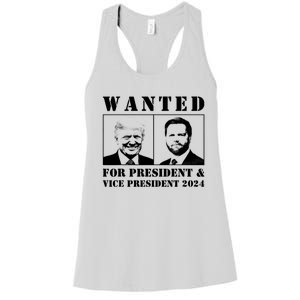 Wanted For President & Vice President 2024 Trump Vance Maga Women's Racerback Tank