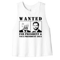 Wanted For President & Vice President 2024 Trump Vance Maga Women's Racerback Cropped Tank