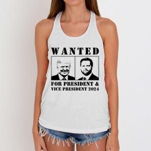 Wanted For President & Vice President 2024 Trump Vance Maga Women's Knotted Racerback Tank