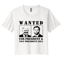 Wanted For President & Vice President 2024 Trump Vance Maga Women's Crop Top Tee