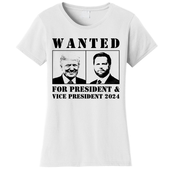 Wanted For President & Vice President 2024 Trump Vance Maga Women's T-Shirt