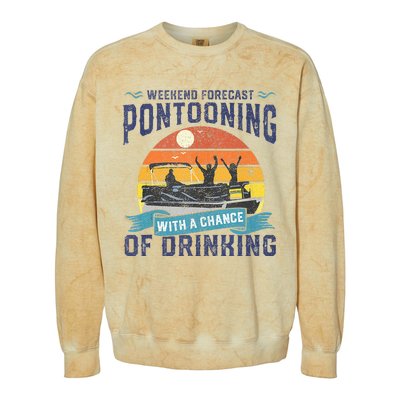 Weekend Forecast Pontooning Drinking Pontoon Boating Colorblast Crewneck Sweatshirt