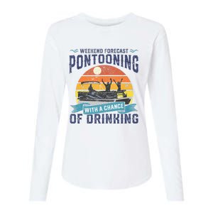 Weekend Forecast Pontooning Drinking Pontoon Boating Womens Cotton Relaxed Long Sleeve T-Shirt