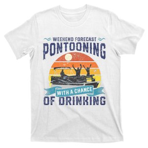 Weekend Forecast Pontooning Drinking Pontoon Boating T-Shirt