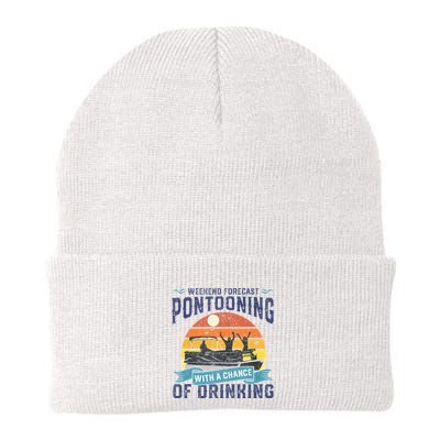 Weekend Forecast Pontooning Drinking Pontoon Boating Knit Cap Winter Beanie