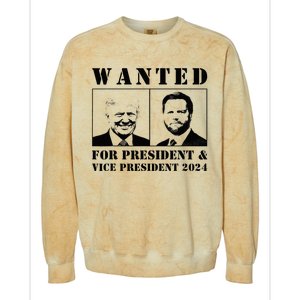 Wanted For President & Vice President 2024 Trump Vance Maga Colorblast Crewneck Sweatshirt