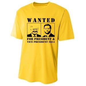 Wanted For President & Vice President 2024 Trump Vance Maga Performance Sprint T-Shirt