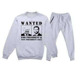 Wanted For President & Vice President 2024 Trump Vance Maga Premium Crewneck Sweatsuit Set