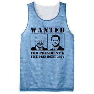 Wanted For President & Vice President 2024 Trump Vance Maga Mesh Reversible Basketball Jersey Tank