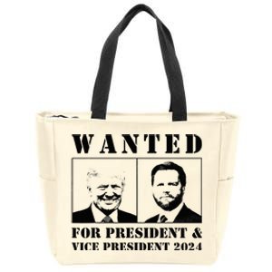 Wanted For President & Vice President 2024 Trump Vance Maga Zip Tote Bag