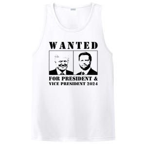 Wanted For President & Vice President 2024 Trump Vance Maga PosiCharge Competitor Tank