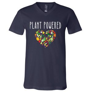 Whole Food Plant Based Lifestyle WFPB Vegan Powered Veggie V-Neck T-Shirt