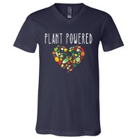 Whole Food Plant Based Lifestyle WFPB Vegan Powered Veggie V-Neck T-Shirt