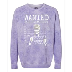 Wanted For President 2024 Donald Trump Gift Colorblast Crewneck Sweatshirt