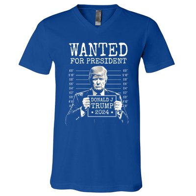 Wanted For President 2024 Donald Trump Gift V-Neck T-Shirt