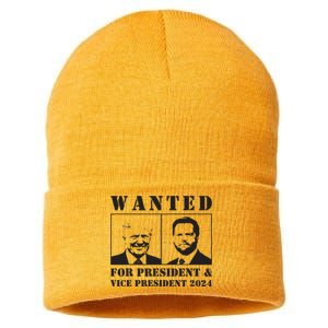 Wanted For President Vice President 2024 Trump Vance Maga Sustainable Knit Beanie