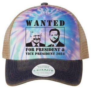 Wanted For President Vice President 2024 Trump Vance Maga Legacy Tie Dye Trucker Hat