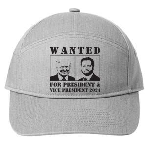 Wanted For President Vice President 2024 Trump Vance Maga 7-Panel Snapback Hat