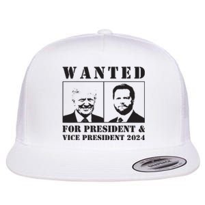 Wanted For President Vice President 2024 Trump Vance Maga Flat Bill Trucker Hat