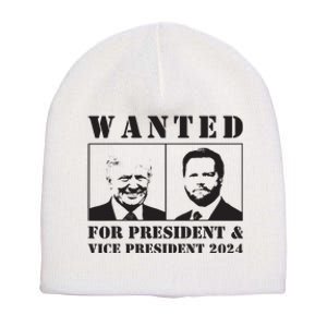 Wanted For President Vice President 2024 Trump Vance Maga Short Acrylic Beanie