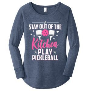 Wo Funny Pickleball Graphic For Wo Pickleball Player Women's Perfect Tri Tunic Long Sleeve Shirt