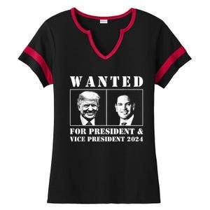 Wanted For President & Vice President 2024 Trump Rubio Maga Ladies Halftime Notch Neck Tee