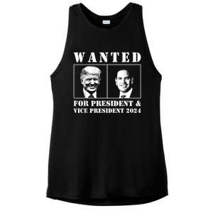 Wanted For President & Vice President 2024 Trump Rubio Maga Ladies PosiCharge Tri-Blend Wicking Tank