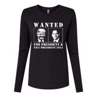 Wanted For President & Vice President 2024 Trump Rubio Maga Womens Cotton Relaxed Long Sleeve T-Shirt