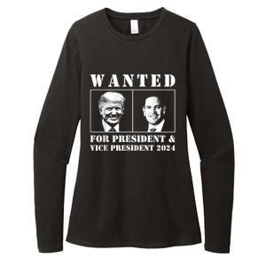 Wanted For President & Vice President 2024 Trump Rubio Maga Womens CVC Long Sleeve Shirt