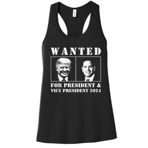 Wanted For President & Vice President 2024 Trump Rubio Maga Women's Racerback Tank