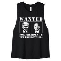 Wanted For President & Vice President 2024 Trump Rubio Maga Women's Racerback Cropped Tank