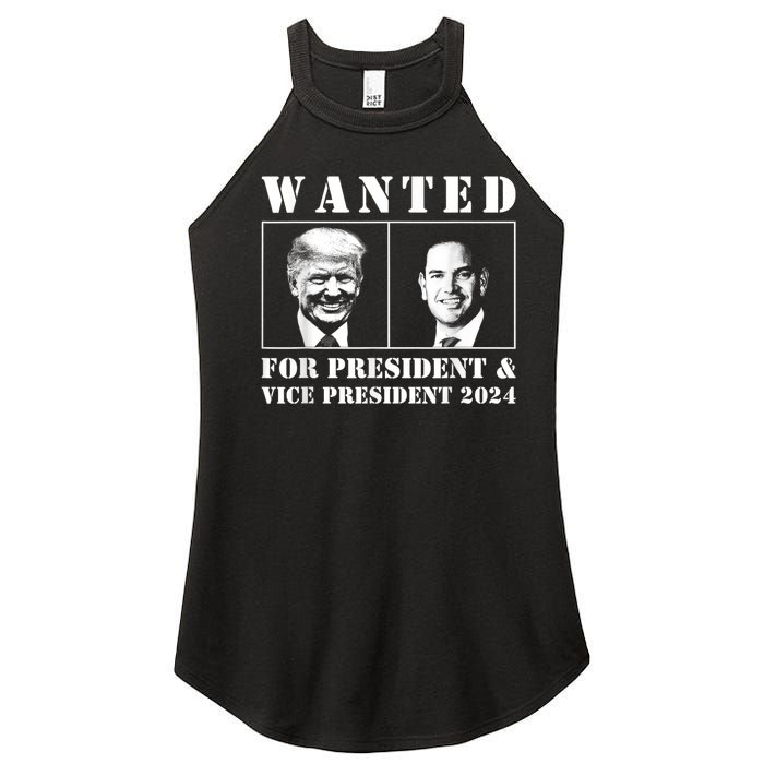 Wanted For President & Vice President 2024 Trump Rubio Maga Women's Perfect Tri Rocker Tank