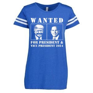 Wanted For President & Vice President 2024 Trump Rubio Maga Enza Ladies Jersey Football T-Shirt