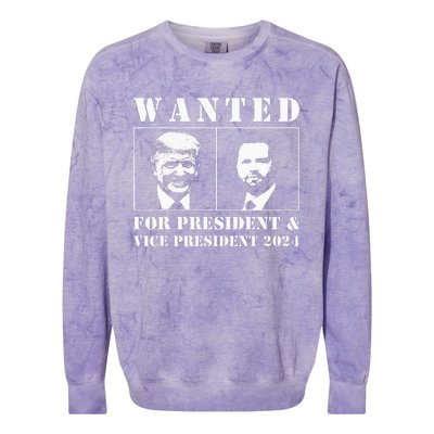 Wanted For President & Vice President 2024 Trump Vance Maga Colorblast Crewneck Sweatshirt