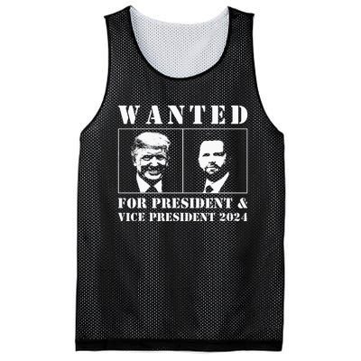 Wanted For President & Vice President 2024 Trump Vance Maga Mesh Reversible Basketball Jersey Tank