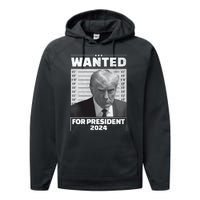 Wanted For President 2024 Trump Mugshot Performance Fleece Hoodie