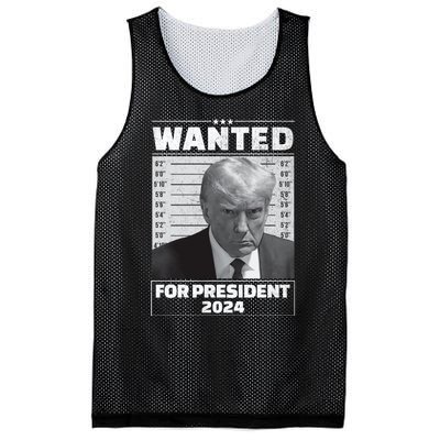 Wanted For President 2024 Trump Mugshot Mesh Reversible Basketball Jersey Tank