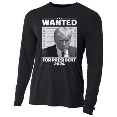 Wanted For President 2024 Trump Mugshot Cooling Performance Long Sleeve Crew