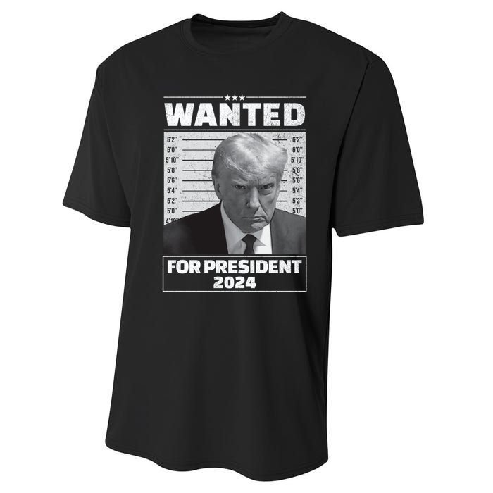 Wanted For President 2024 Trump Mugshot Performance Sprint T-Shirt