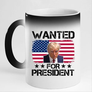 Wanted For President Donald Trump USA Election 11oz Black Color Changing Mug